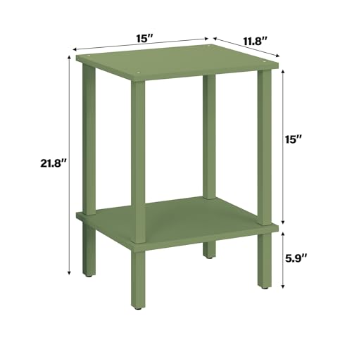 TUTOTAK End Table, Side Table, Nightstand, 2-Tier Storage Shelf, Sofa Side Table for Small Space, Living Room, Bed Room Olive Green TB01BOG034 - color: Olive Green