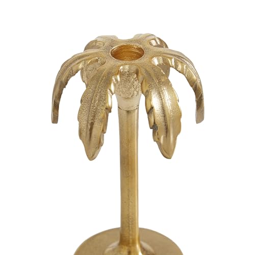 Deco 79 Aluminum Metal Decorative Candle Holder Palm Tree Candle Stand, Set of 3 Candlestick Holder 6", 8", 10"H, Gold - color: Gold, size: 6", 8", 10"H