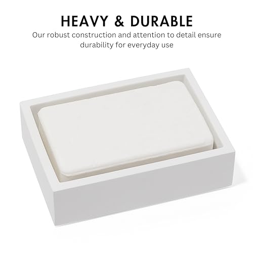 YEW DESIGN - Matte White Square Soap Dish for Bathrooms and Kitchens (Square White) - color: Matte White, size: Soap Dish Square