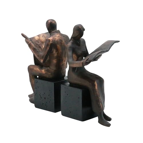 Lukitas Copper Newspaper Decorative Bookends, Heavy Duty Reader Book Ends Non-Slip, Vintage Home Décor Accessories for Study Office Deck Bookshelf, Resin, 1Pair/2Piece 8''