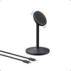 Anker MagGo iPhone 17 MagSafe Charger Compatible Stand, 15W Fast Magnetic Wireless Charging Station, Qi2 Certified 360° Wireless Charger, Magnetic Stand for iPhone 17/16/15/14/13 Series (No Adapter) - color: Black