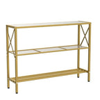 Hoctieon Gold Console Table, 3 Tier Entryway Table, Hallway Table, Narrow Sofa Table with Shelves, Entrance Table for Entryway, Gold and White - color: Gold and White