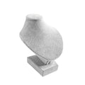 Mini Pendant Jewelry Display Stand Bust White PU Holder Black Velvet Mannequin Necklace Stand Wooden Portrait Model 12cm (Gray) - color: Gray