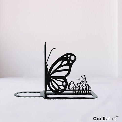 Custom Butterfly Table Decor Metal Bookends for Shelves Decorative, Butterfly Book Ends Metal Art for Home Office, Book Stopper for Heavy Books - color: Design 13