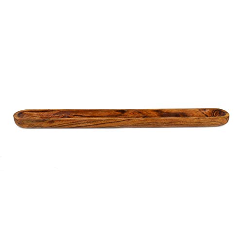 Kaizen Casa Hand-Carved Acacia Wood Long Olive Tray Canoe Style Perfect for Dinner Rolls, or as a Table Centerpiece