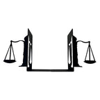 Metal Bookends - Justice Scale Design - Heavy Duty Black Book Ends for Office, Law Library, Law Student or Legal Desk Decor