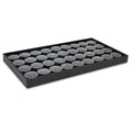 Novel Box Jewelry Display Tray Black Plastic 8.25 x 14.75 x 1 Large Jewelry Tray with 36 Gem Jars Insert | Rectangular Display Trays for Collectibles | Rock Collection Tray | Gem Display Tray - color: 36-Gem Jars Black Foam Liner, size: Plastic Tray: 8.25
