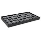 Novel Box Jewelry Display Tray Black Plastic 8.25 x 14.75 x 1 Large Jewelry Tray with 36 Gem Jars Insert | Rectangular Display Trays for Collectibles | Rock Collection Tray | Gem Display Tray - color: 36-Gem Jars Black Foam Liner, size: Plastic Tray: 8.25