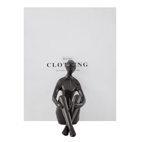Brown Cast Iron Abstract Sitting Female Sculpture Pair Bookend Set of 2 - Tabletop Figurines for Desks, Accent Tables, or Shelves