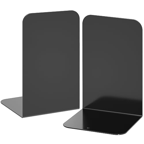 VFINE Bookends 1 Pair, Black Metal Book Ends, Heavy Bookends for Shelves, Book Stopper for Heavy Books, Book Organizer for Home Office School Supplies - color: Black 1 Pair Bookends