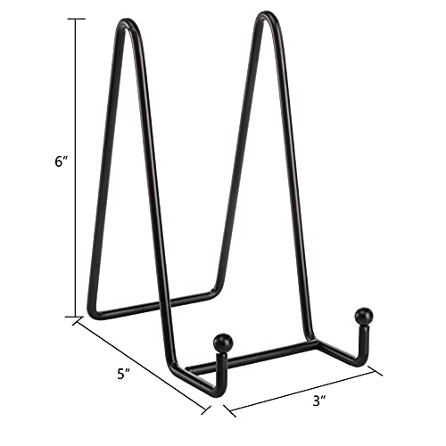 Hedume 8 Pack Iron Display Stand, 6 Inch Black Metal Easel Plate Display Photo Holder Stand, Picture Frame Holder Stand for Decorative Plate, Book, Photo Easel