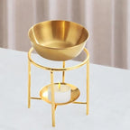 Qianly Essential Oil Burner Tealight Candle Holder Essential Oil Warmer Waxes Melt Burner for Home - color: Gold