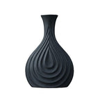 MSUIINT Modern Abstract Ceramic Vase, 8 in Matte Black Geometric Art Ceramic Vase, Nordic Style Stylish Minimalist Decorations Flower Vase for Home Living Room Kitchen Centerpiece Office