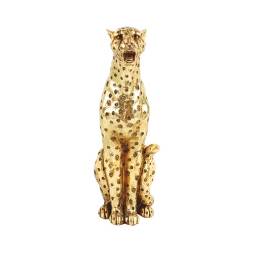 Luxury Resin Leopard Animal Figurine - Realistic Sculpture Home Decor for Living Room, TV Cabinet, Gold Accent Ornament (Leopard)
