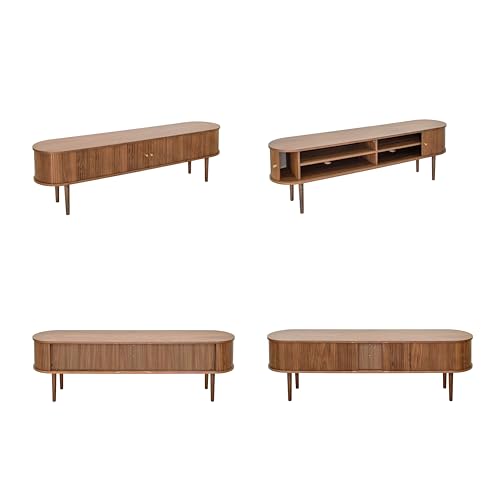 WERMO 71’’ TV Stand with Storage and Shelves for 65-75 inch TV. Wood Entertainment Center with Doors for Living Room and Bedroom, Mid Century Modern Console Table, Television Stand (Walnut) - size: 71 Inch