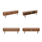 WERMO 71’’ TV Stand with Storage and Shelves for 65-75 inch TV. Wood Entertainment Center with Doors for Living Room and Bedroom, Mid Century Modern Console Table, Television Stand (Walnut) - size: 71 Inch