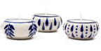 CLEENTABLE Ceramic Tea Light Holders Set of 6 - Handcrafted Candle Holder Bulk - Ideal Fall Decor for Boho Wedding Centerpiece Table, Home Decor & Thanksgiving Indoor (Blue White)