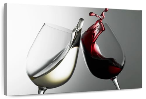 ElephantStock White And Red Wine Wall Art - Horizontal Wrapped Canvas - 1-Piece Living Room Wall Decor - Photographic Canvas Print - Gray and Red Decor for Wall - 12" X 8" - color: White And Red Wine Wall Art Single Piece, size: 12"L x 8"W