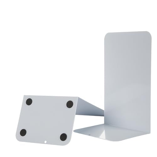 Metal Book Ends Bookend for Shelves Book Holder - color: White