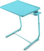 HUANUO Adjustable TV Tray Table - TV Dinner Tray with Cup Holder on Bed & Sofa, Comfortable Folding Table with 6 Height & 3 Tilt Angle Adjustments for Laptop (Azure) - color: Azure