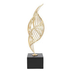 Modern Metal Sculpture, Iron Luxury Abstract Art Statue Decorative Table Centerpiece Ornament for Living Room Office Gold (Black Base)