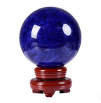 StoneStory Natural Artificial Melting Casting Crystal Sphere Ball Natural Large Blue Sphere Sculpture Figurine with Stand 100mm (Blue 10cm/3.94 inch)