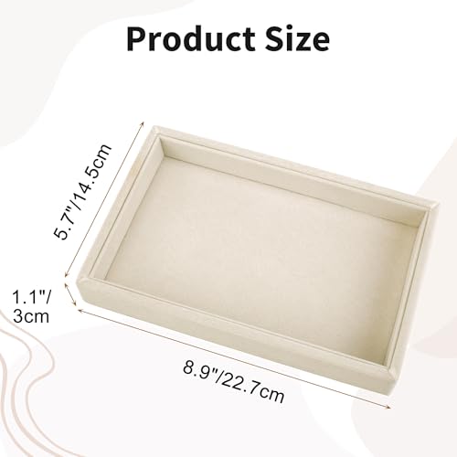 Mornajina 9" x 5.7" Velvet Jewelry Tray Jewelry Display Tray, Stackable Empty Plate Trays for Earrings Necklaces Bracelet Rings Display Showcase - Light Khaki - color: Light Khaki, size: Flat Tray 9"x5.7"