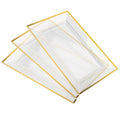 Mint Living-Elegant Plastic Serving Tray & Platter Set (3pk)-Clear & Gold Rim Disposable Serving Trays & Platters for Food - Weddings, Parties, Dessert Table, Cupcakes - 8x13 inches (Clear + Gold) - color: Clear + Gold (3 Pack)