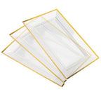 Mint Living-Elegant Plastic Serving Tray & Platter Set (3pk)-Clear & Gold Rim Disposable Serving Trays & Platters for Food - Weddings, Parties, Dessert Table, Cupcakes - 8x13 inches (Clear + Gold) - color: Clear + Gold (3 Pack)