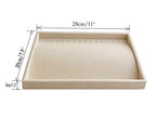 Premium Grade Beige Velvet Jewelry Organization Tray Necklace Watch Chain Bracelet Organizer Show Exhibit Home Drawer Divider Closet Insert - color: Necklace Organizer Tray