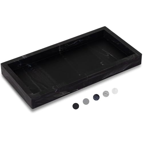 Bathroom Trays for Counter, Slicone Vanity Trays for Bathroom, Rectangle Sponge Holder for Kitchen Sink - Marble Black - color: Marble Black, size: 9.8" x 4.7"