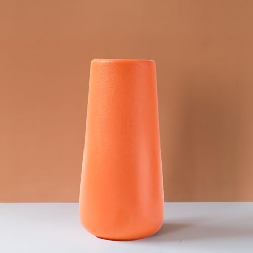 Orange Ceramic Vase, 7.7" H, Minimalist Modern Home Decoration, Matte Design for Fireplace Bedroom Kitchen Living Room Centerpieces Office Desk, Fit for Holding Dried Flowers, Fresh Flowers - color: Orange