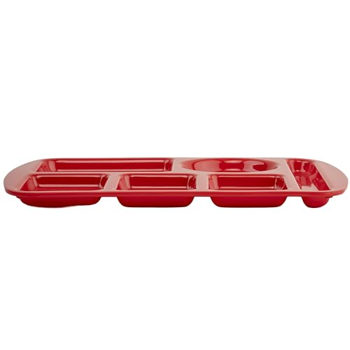 G.E.T. 6 Compartment School Cafeteria Tray, Left Handed, 10" x 15", Red (4 Pack) - color: Red, size: 10" x 15", style: 4 Pack Left Handed Trays