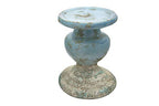 Creative Co-Op Large Distressed Blue Terracotta Pillar Candle Holder - color: Blue, size: 5.5" W x 6.5" H