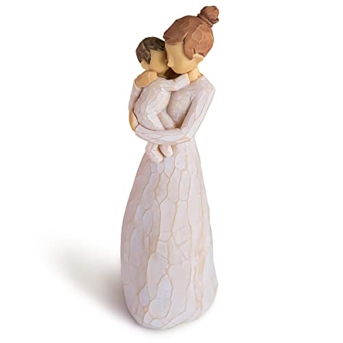 AIDLNS Mom and Daughter Figurine Gift, Hand-Painted Mother Son Daughter Figure Birthday for New Mom (Angel of Mine) - color: Mom and Baby Figurine