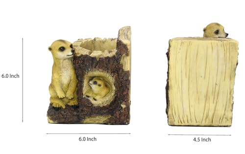 Owlgift Meerkat Bookends, Pair Decorative Pencil Holders for Shelves or Bookcase, Non-Skid Heavy Bookends, Home Décor Gift, Anti-Slip Base Book Stopper - color: Meerkat