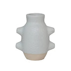 Creative Co-Op Abstract Stoneware Vase, White Volcano Finish - size: 6" H