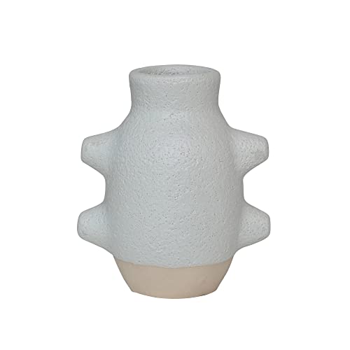 Creative Co-Op Abstract Stoneware Vase, White Volcano Finish - size: 6" H
