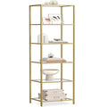 VASAGLE Bookcase, 6-Tier Bookshelf, Slim Shelving Unit for Bedroom, Bathroom, Home Office, Tempered Glass, Steel Frame, Metallic Gold ULGT500A01 - color: Metallic Gold, size: 6 Tiers (15.7"W x 69.8"H)