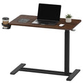 SANODESK Medical Adjustable Overbed Bedside Table with Hidden Casters, Pneumatic Mobile Laptop Computer Standing Desk Cart with Tray, Hospital and Home Use(27.6" W x 15.7" D, Walnut) - color: Walnut, size: Small