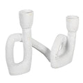 Modern Sculptural Double Taper Candle Holder, White - color: White