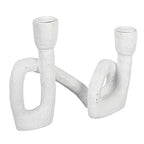 Modern Sculptural Double Taper Candle Holder, White - color: White