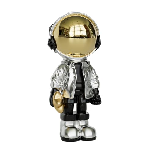 EZ4ENCE Small Figurine Statue Astronaut Sculpture Decor,Sculpture for Home Decor,Arts Silver Shelf Decoration,Cool Metal Mask Table Decor,Mini Ornament - color: Silver, size: Medium