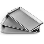 3 Pcs 304 Stainless Steel Serving Platters, 12.6" Rectangle Dinner Plates, Brushed Nickel Organizer Tray for Camping, BBQ, Party, Buffet, Appetizer or Decorations