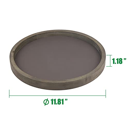 Stonebriar Large 11.8" Decorative Rustic Farmhouse Worn Natural Wood and Metal Tray