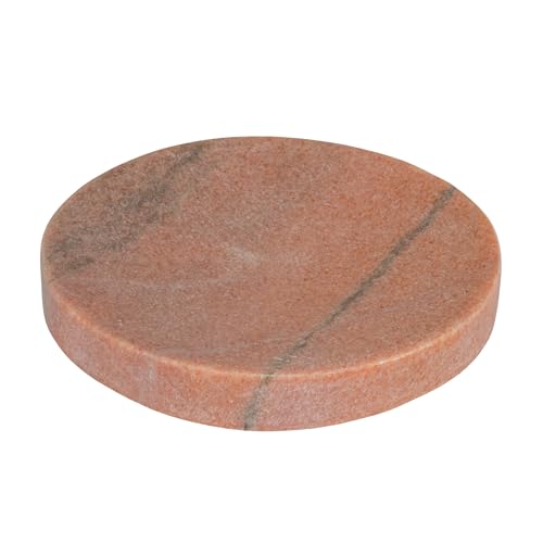 Creative Co-Op Marble Round Soapdish, Pink - color: Pink