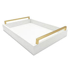 Faux Leather Rectangular Tray, Snow White, 15"W x 11"L x 2"H - color: Snow White