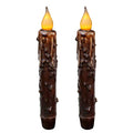 CVHOMEDECO. Real Wax Hand Dipped Battery Operated LED Timer Taper Candles Country Primitive Flameless Lights Décor, 6-3/4 Inch, Brown, 2 PCS in a Package - color: Brown 2 Pcs