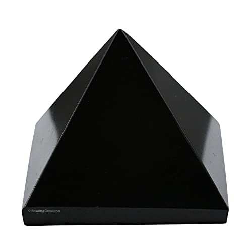 Amazing Gemstone Black Agate Pyramid Crystal Healing Stones - 2" Great Pyramid Figurine of Natural Stone Pyramid for Meditation, Reiki, Chakra Balancing and Crystal Pyramids Grid - color: Black Agate