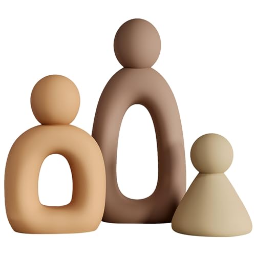 suruim Abstract Family of 3 Figurines Modern Sculptures Home Decorative Accents TV Stand Decor Bookshelf Knick Knacks Gifts for Shelves Entry Way Statues for Home Decor Living Room(Grey) - color: Gray